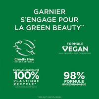 גרנייה מחויב ליופי ירוק. פורמולה טבעונית. עד 100 אחוז פלסטיק ממוחזר