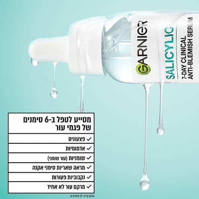 מסייע לטיפול בשישה סימנים של פגמי עור. פצעונים, אדמומיות, עור שומני, מראה שאריות סימני אקנה, נקבוביות פעורות ומרקם עור לא אחיד. מבחן קליני 37 מתנדבים.